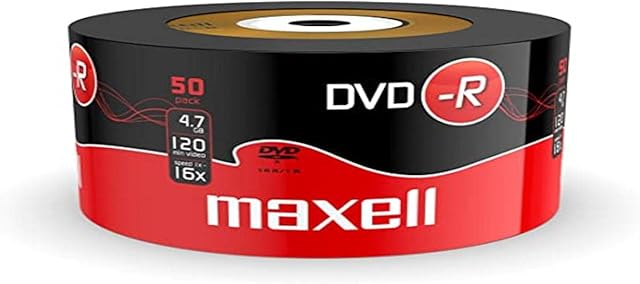 Maxell 504892 DVD-R 4.7 GB 16X 120 Min Video - Matt Silver (50 Disk Pack - Shrink Wrapped)