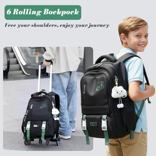 Image of PALAY School Bag Trolley Rolling Backpack for Girls Boys Elementary Middle School Bags Kids Backpack with 6 Wheels