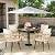 Pamapic 5-Pieces Patio Dining Set with Wood Table Top, All-Weather PE Rattan Patio Furniture Set, Outdoor Dining Furniture with Removable Cushion Chairs & Round Table for Garden Lawn Patio,Cream