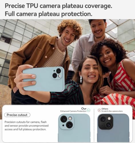 Image of DIZORO Square Microfiber Candy Case Compatible for iPhone 13 / iPhone 14 Shockproof Slim Back Cover Liquid Silicone Case - Mint Green