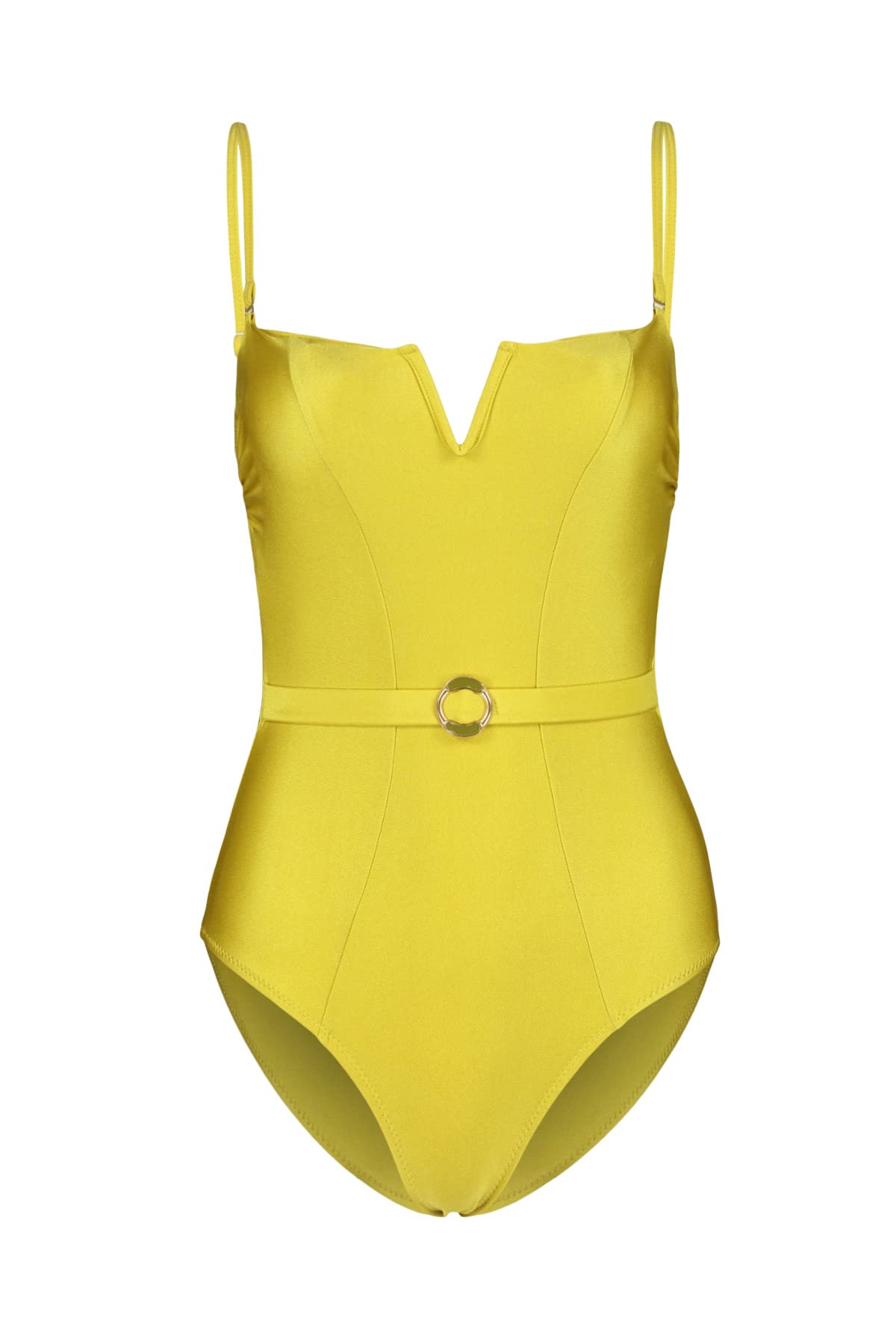 Trendyol FeMan Plain Arched Detailed Knit Swimsuit,Green,34