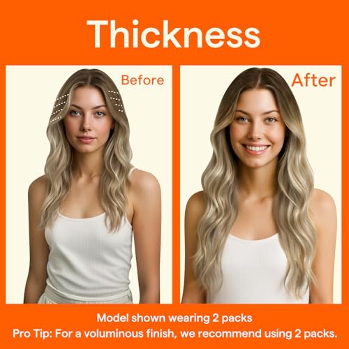 Image of Full Shine Human Hair Clip ins, Ash Brown with Medium Blonde | Real Human Hair, 16 Inch 65g 4 Pcs, Part Line Coverage, Smooth Straight, Weekend Events, Fine Hair, Easy Blend