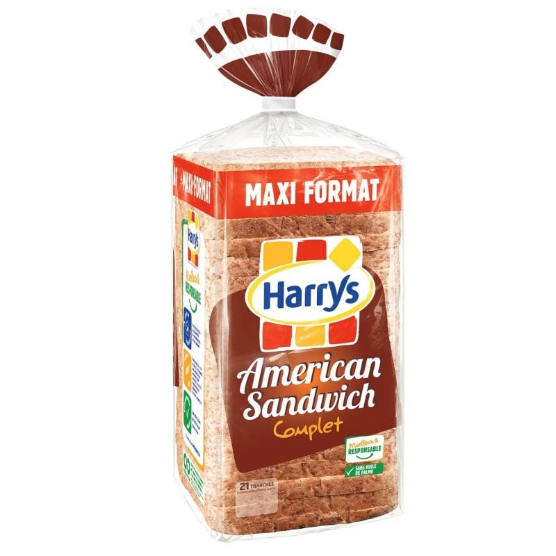 Epicerie HARRYS - Pain De Mie American Sandwich Complet Maxi 900G - le Lot De 4
