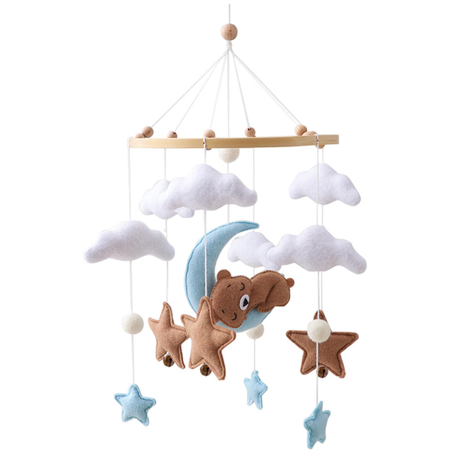 Baby Crib Mobile Cute Felt Cloud Monn Star Bear Bassinet Mobile for Crib Children's Room Nursery Decoration