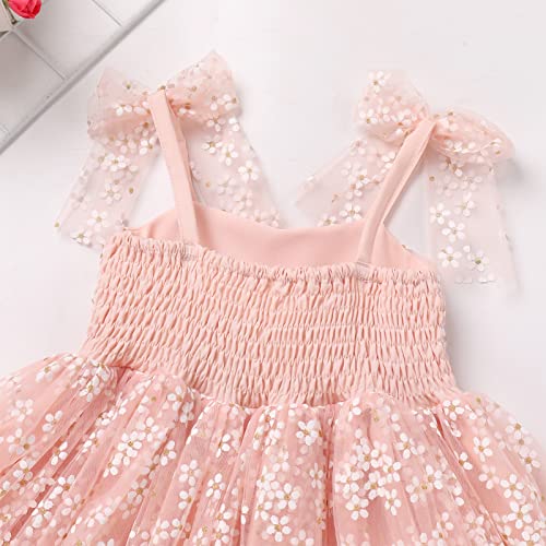 Idopip Baby Girls Sequin Polka Dot Tutu Dress Summer Sleeveless Backless Princess Birthday Party Dresses Toddler Little Girl First Communion Pageant Flower Bow Sundress Clothes Pink thumb #4
