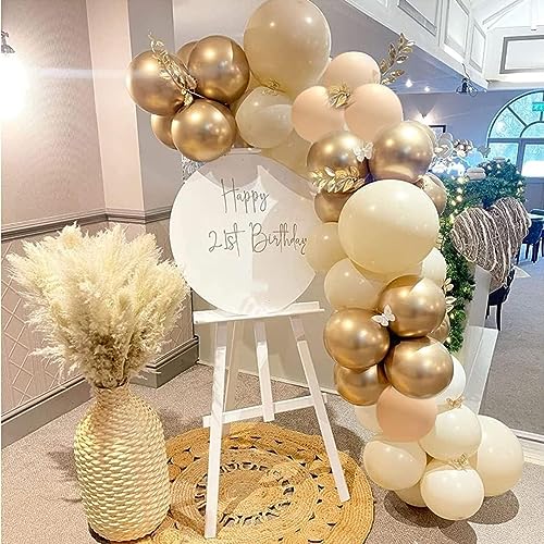 Image of Blush Gold Beige Neutral Balloons 50pcs 12 inch Blush Champagne Gold Latex Balloons Sand White Nude Apricot Helium Balloons for Birthday Party Decoration Wedding Baby Shower Bride DIY Supplies
