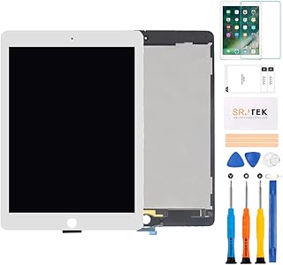 for iPad Air 2 2014 LCD Screen for iPad Air 2 Screen Replacement Air 2nd Gen LCD Display A1566 Touch Digitizer Assembly A1567 Repair Parts Kit(White,No Home Button)