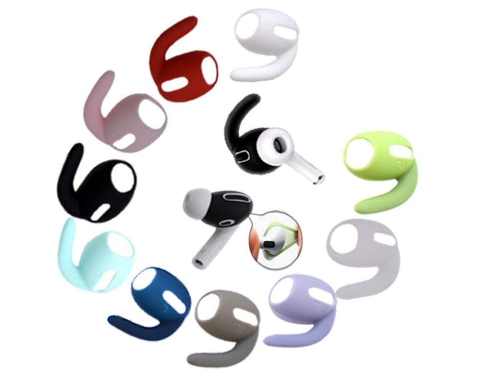 Zotech 10 Pairs AirPods Pro 1st & 2nd Gen Ear Hooks Secure Anti Slip Covers (Black, White, Clear, Purple, Green, Blue, Pink, Red, Navy & Grey)