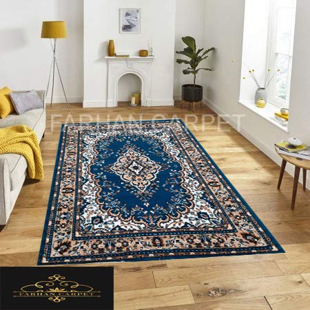 Image of Floral Rectangular Carpet Velvet Touch 6.0X 8.0 Feet Till Blue E
