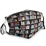 Men Women Face Mask Books Bookshelf Library Literature Shelf Balaclava Mouth Cover Windproof Uv Protection Cloth Masks With 2 Filter Adjustable