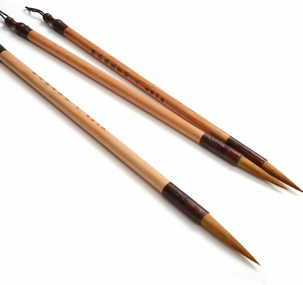 Pinceau de calligraphie chinoise et set d'écriture aquarelle avec poils de belette naturels