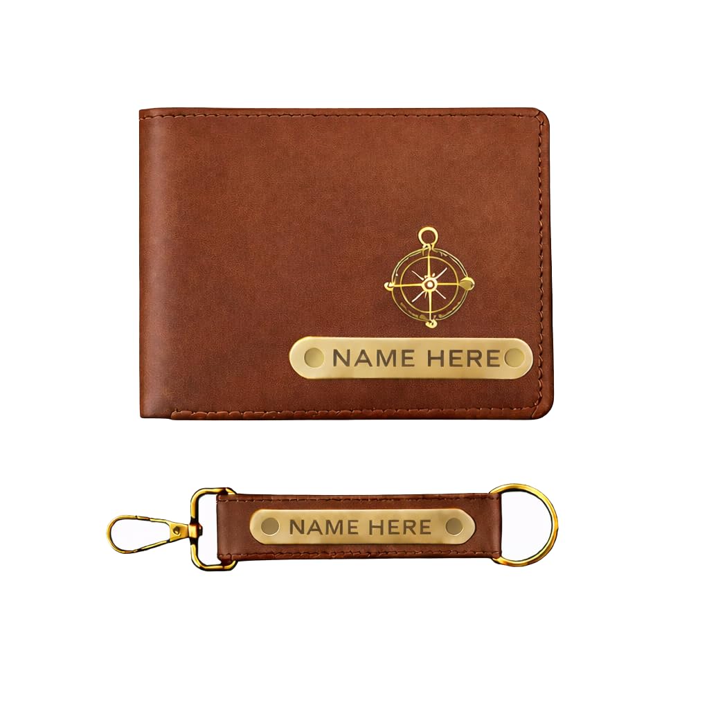 Premium Customized Wallet & Keychain Combo for Men – Stylish Faux Leather Gift Set with Personalized Name & Charm – Ideal Birthday, Anniversary & Festival Present (Brown)-image-12