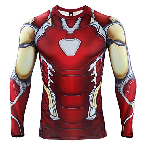 HIMIC E77C 3D Super Hero Close-Fitting Quick-Drying Elastic Sport Cosplay T-Shirt Long Sleeve (XX-Large Iron Long Sleeve 4)