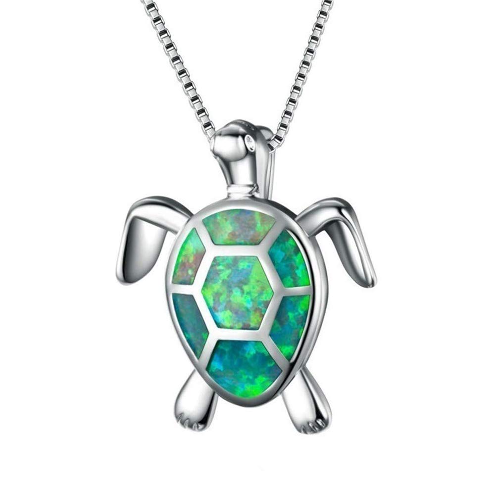 genericDurable Cute Turtle Shape Fire Opal Pendant Necklace Zircon Clavicle Chain,Green Convenient and clever