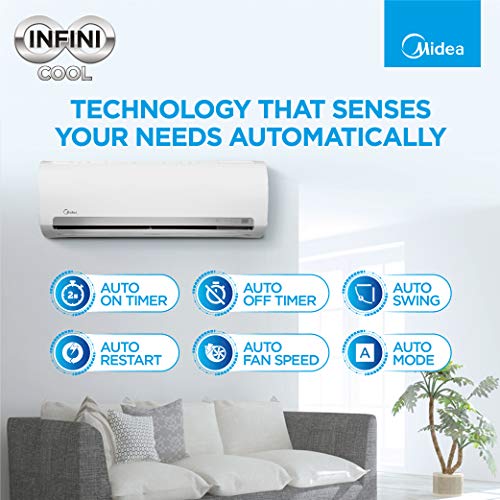 Image of Midea 1.5 Ton 3 Star Split AC (Copper, AG+ Nano Filter, 2021 Model, Santis Pro CLS R32, White)