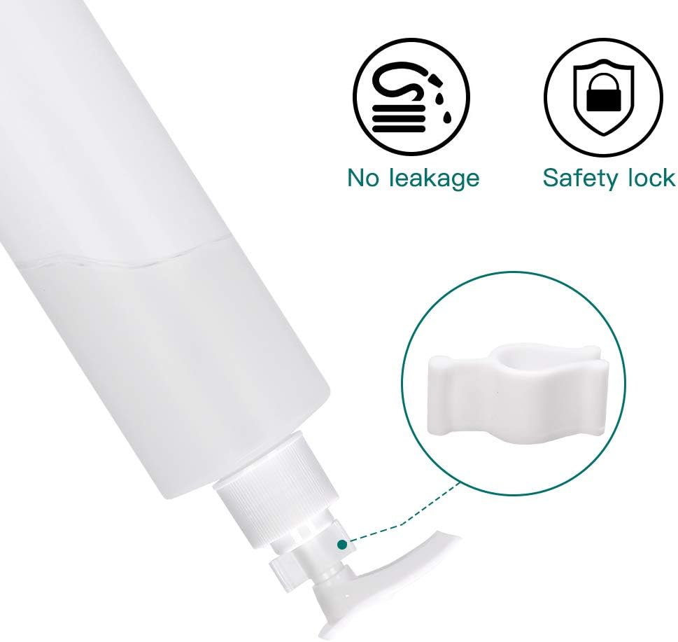 CycleMore 8oz 6 Pack White Plastic Pump Dispenser Bottles, Refillable and Reusable Pump Lotion Dispenser Containers with White Lotion Pumps for Essential Oils, Body Wash, Shampoo and Massage Lotion
