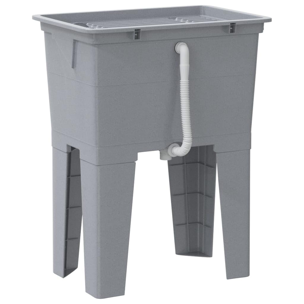 vidaXL Bac à Linge Gris 59x41x75 cm Résine, Évier Utilitaire Autoportant