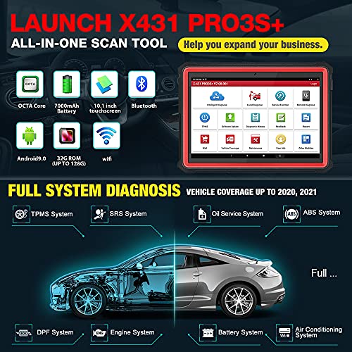 LAUNCH X431 PRO3S+ Bi-Directional Scan Tool(Upgraded Ver. of X431 V PRO),31+ Reset Service OE-Level Full System Diagnostic Scanner,Key Program,ECU Coding,AutoAuth for FCA SGW 2 Years Free Update