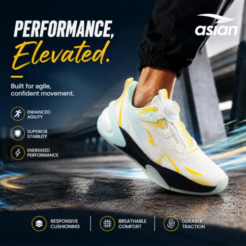 Image of ASIAN Quantum-62 Men's Sports Shoes with Quick Lacing System | Breathable Mesh Upper | Cushioned Sole with Lightweight Athletic Running Shoes