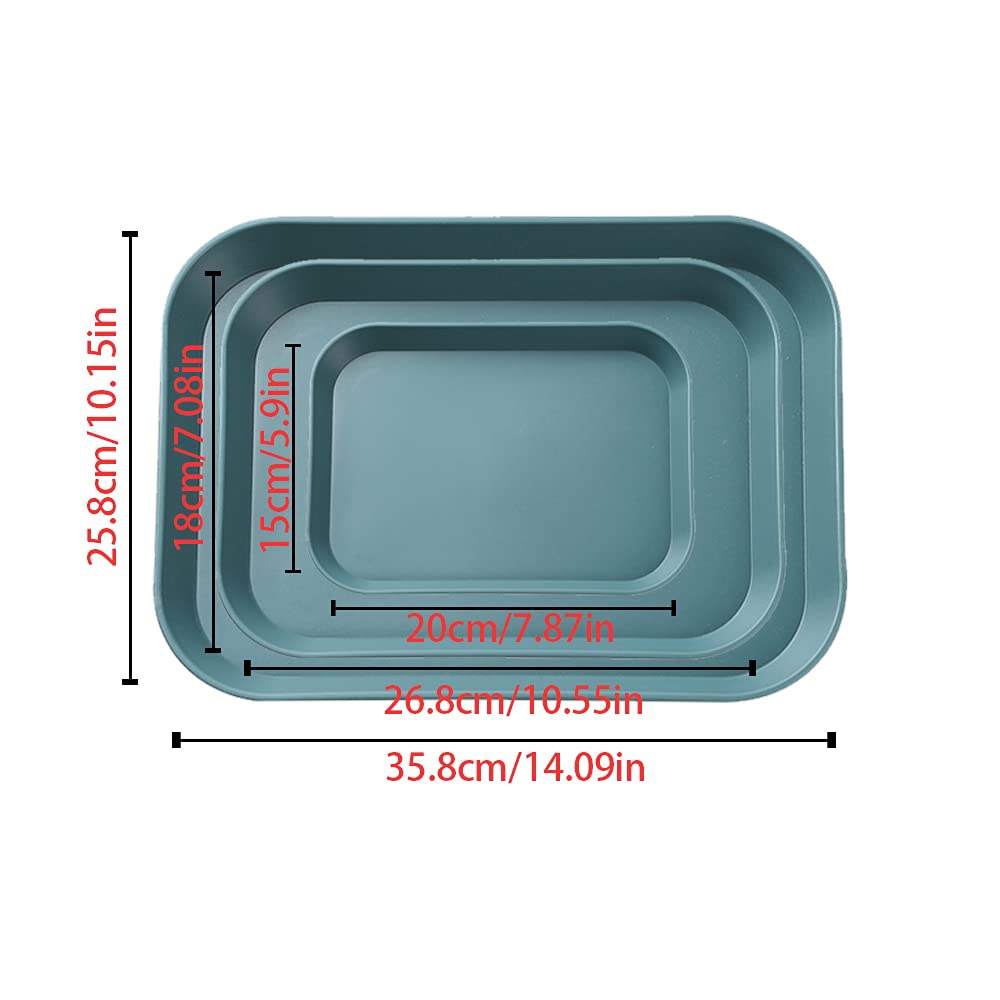 3 Pezzi Vassoio Plastica, Vassoio Rettangolare, Vassoios Plastica Rettangolare, Vassoios Plasticas Rettangolares Grande, Vassoi da Portata, Vassoi Riutilizzabile, per Tavolo, Cucina (Verde)