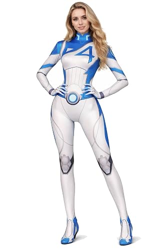 Haocloth Woman Cosplay Costume Jumpsuit Blue One-Piece Adult for Halloween Party Outfits - Blue - Small