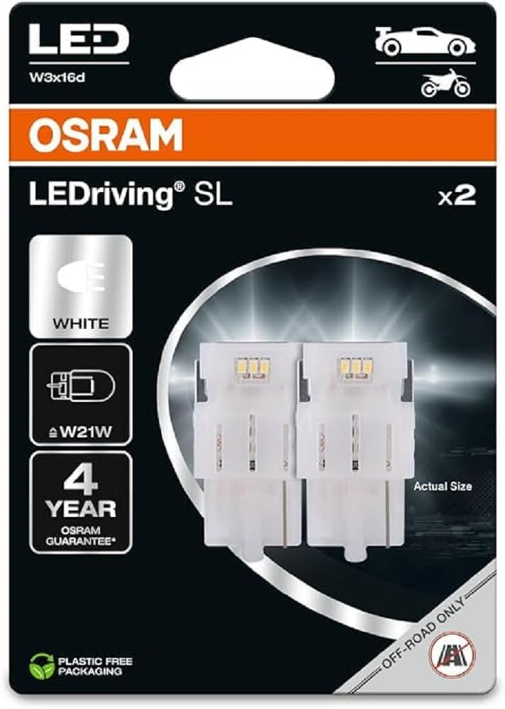 OSRAM LEDriving SL, ≜ W21W, White 6000K, Double Blister (2 lamps), LED Retrofit, offroad use only