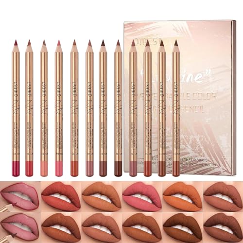Sitovely 12 colori Set di Matite per labbra Sottile, Lip Liner Pencil Set, Matita labbra cremosa e liscia, Rossetto opaco, Penna per labbra impermeabile, Natural Lip Pen Makeup (A, M)