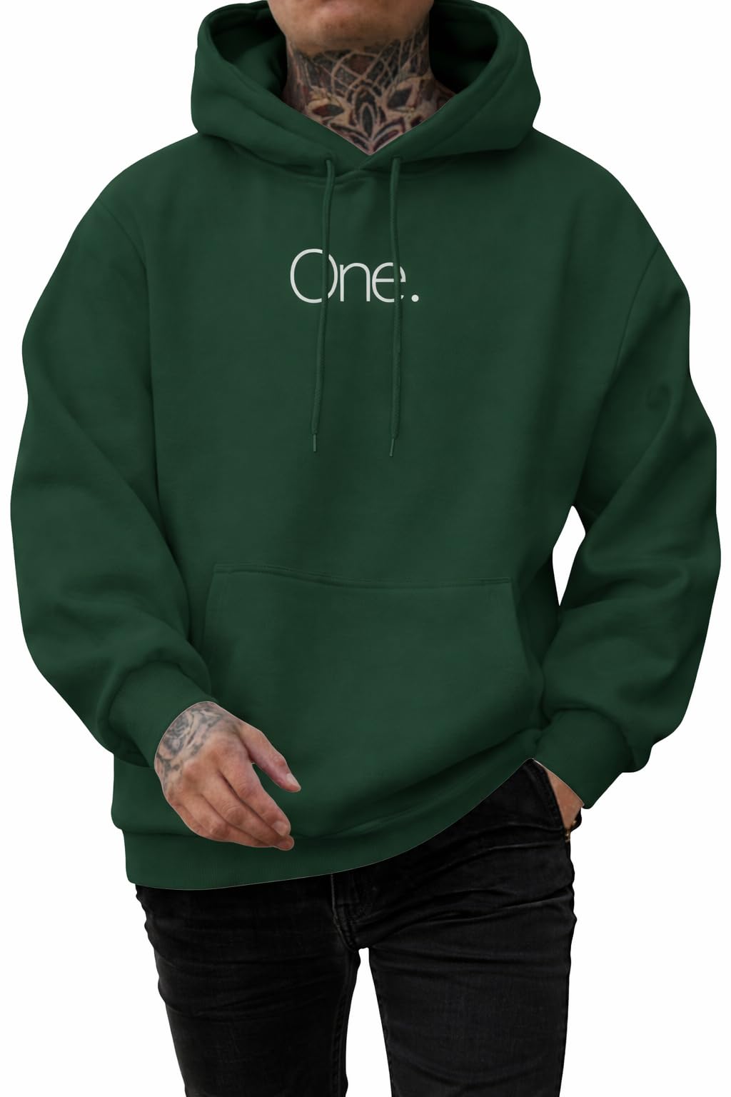 Men Stylish Winter Printed Cotton Fleece Hoodie, Green-picture-13