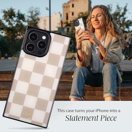 Image of COCOMII Rectangle for iPhone 15 Pro Case, Neutral Checkered
