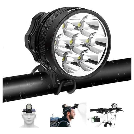 Weihao Bike Lights for Night Riding, Waterproof Bicycle Headlight, Super Bright 10500 Lumen 7 LED Bike Headlight, 9600mAh Bicycle Front Light, Rechargeable Headlamp Flashlight for Camping Outdoor