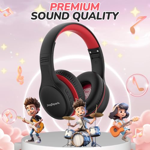 Image of JoySpark Kids Bluetooth Headphones, 60 Hours Playtime, Bluetooth 5.4 Kids Headphones Wireless, Type-C Fast Charging, 85 /94dB Volume Limited, Foldable Toddler Wireless Headsets with Mic-Black Red