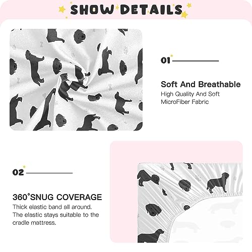 Image of Fitted Crib Sheets Labrador Retriever Dogs Stretchy Portable Playard Sheets for Baby Toddler, Breathable Soft Mini Crib Mattress 39 x 27 in for Boys and Girls