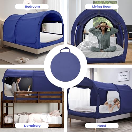 Image of Alvantor Bed Canopy Bed Tents Dream Tents Privacy Space Full Size Sleeping Tents Indoor Pop Up Portable Frame Curtains Breathable Grey Cottage (Mattress Not Included) Reducing Light