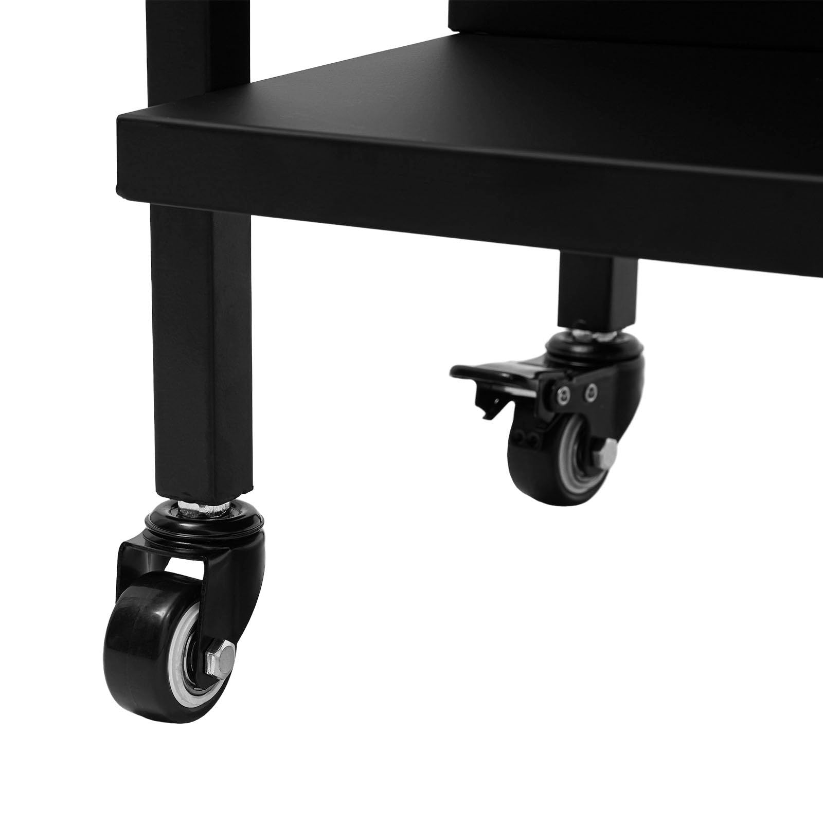 2-Tier Rolling Book Cart For Library Or Office – 17x13x34 Inches, Black, Holds 50lbs Per Shelf