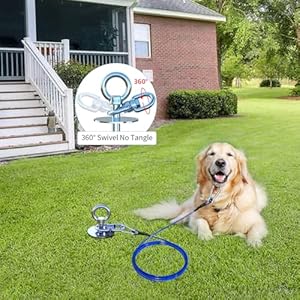   Dog-Tie-Out-Stake-for-CampingDog-Runner-for-Yard360-Swivel-Dog-RunUse-Any-Dog-Tie-Out-Cable-or-Yard-Leash-Suitable-for-Large-Dogs-Up-to-200-LBS-Outdoor-Camping