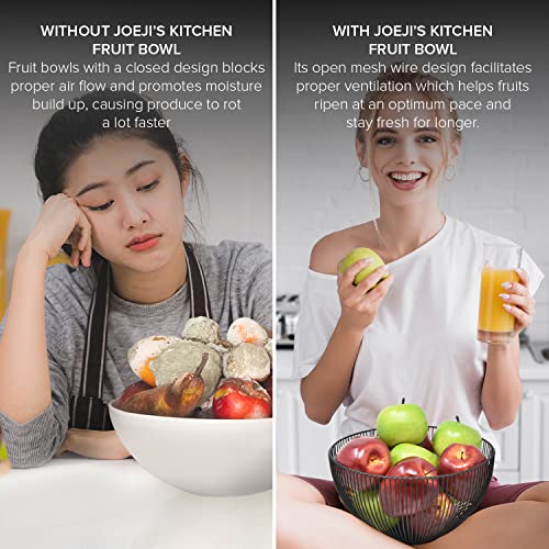 joeji's Kitchen Fruit Bowl 25 x 25 cm Large - Anti-Scratch Non-Slip - Open Metal Wire Fruit and Vegetable Basket to Help Ripen Properly & Keep Them Fresh for Longer (Black) - Cosy Home Interiors joeji's Kitchen Fruit Bowl 25 x 25 cm Large - Anti-Scratch Non-Slip - Open Metal Wire Fruit and Vegetable Basket to Help Ripen Properly & Keep Them Fresh for Longer (Black) - Image 4