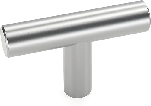 LONTAN LS201BSS - Perillas de gabinete de baño de níquel cepillado, pomos de gabinete de cocina europeos, pomos de cajón de barra en T, accesorios
