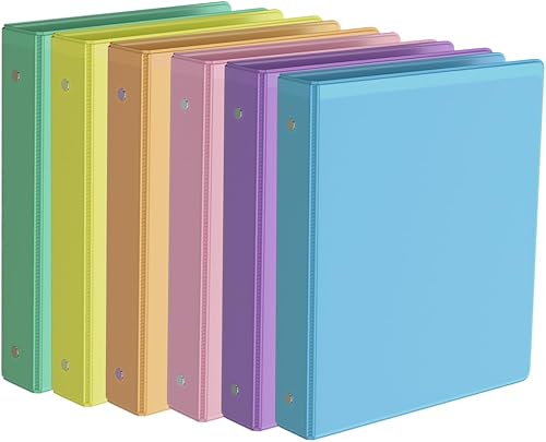 Carpeta de 3 anillos redondos de 1 pulgada, con 2 bolsillos interiores, capacidad para 200 hojas de papel tamaño carta, sin PVC, colores surtidos,