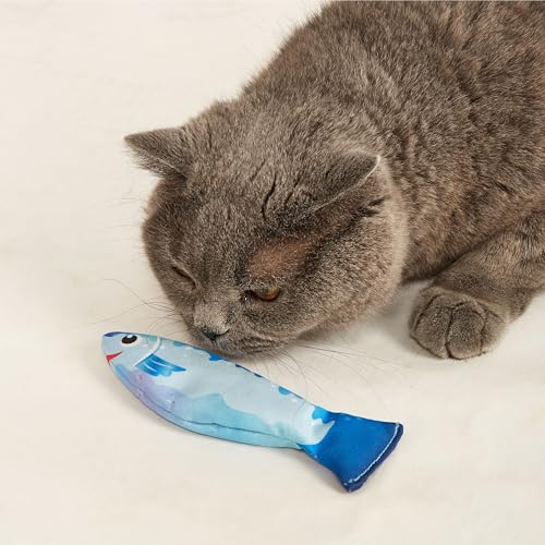 Image of BarkButler x FOFOS Sardine Fish Cat Toys 3pk - 100% Catnip Toys for Cats, Interactive Toys Set - Multicoloured