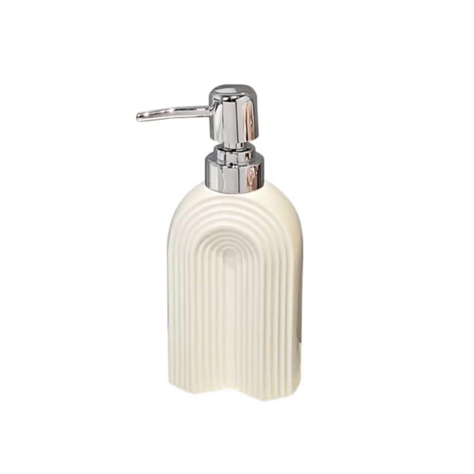 Yuue White Empty Barthroom And Dish Countertop Lotion Ceramics Shower Pump Refillable For Bathroom 400Ml/14Oz New Home Decor For Counter(White)