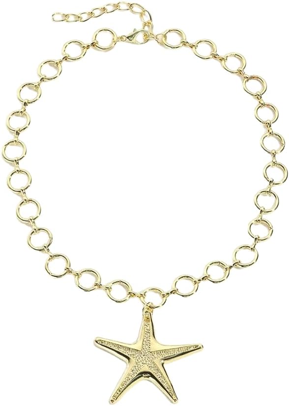 Gold Starfish Necklace for Women Seashell Pendant Necklace Summer Beach Starfish Charm Necklace Jewelry