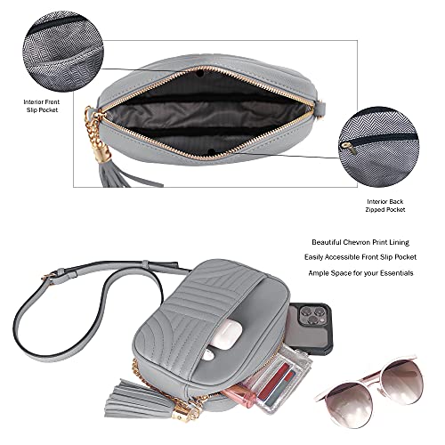 Image of EVVE Quilted Crossbody Bags for Women - Stylish Camera Bag with Tassel - Lightweight Medium Size Shoulder Purse