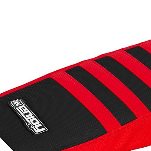 Enjoy Mfg Seat Cover - Compatible Fit for 2013-2020 Honda CRF 250L 250RL - Red Sides/Black Top/Red Ribs #109