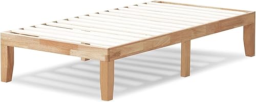Miniatura 16 de COSTWAY Marco de cama de plataforma tamaño King, base de colchón de madera de goma maciza de 14 pulgadas con soporte de listones resistentes, marco