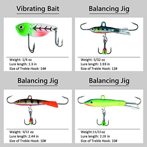 Bassdash Ice Fishing Lure Kit Glowing Paint Jigs For Winter Ice Jigging Crappie Sunfish Perch Walleye Pike With Tackle Box #TOP5