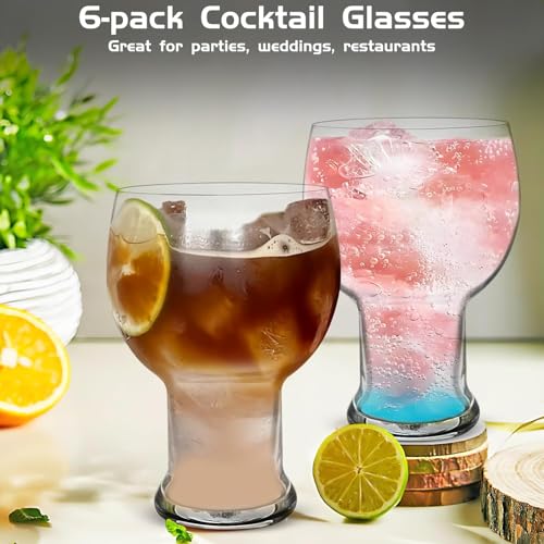 Image of 450ML Water Glasses Set of 6, Drinking Tumbler & Highball Glasses, Premium Juice Glasses for Cocktail, Mocktail, Soft Drinks, Beer & Beverages, Glassware for Home, Kitchen & Restaurant