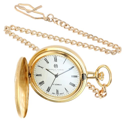 Image of Charles Hubert 3841-GR Gold-Plated Mechanical Pocket Watch
