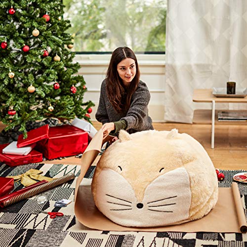 Big Joe Lux Wild Bunch Fox, Super Soft Plush Bean Bag, Cream/White - Thumbnail 5