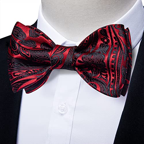 Image of DiBanGu Mens Silk Self Bow Tie Set 4PCS for Tuxedo Wedding
