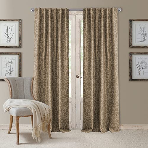 Elrene Blackout Rod Pocket/Back Tab Window Curtain Panel, Fabric, Taupe, 52" W x 84" L (Pack of 1), W 52" x L 84" (1 Panels)